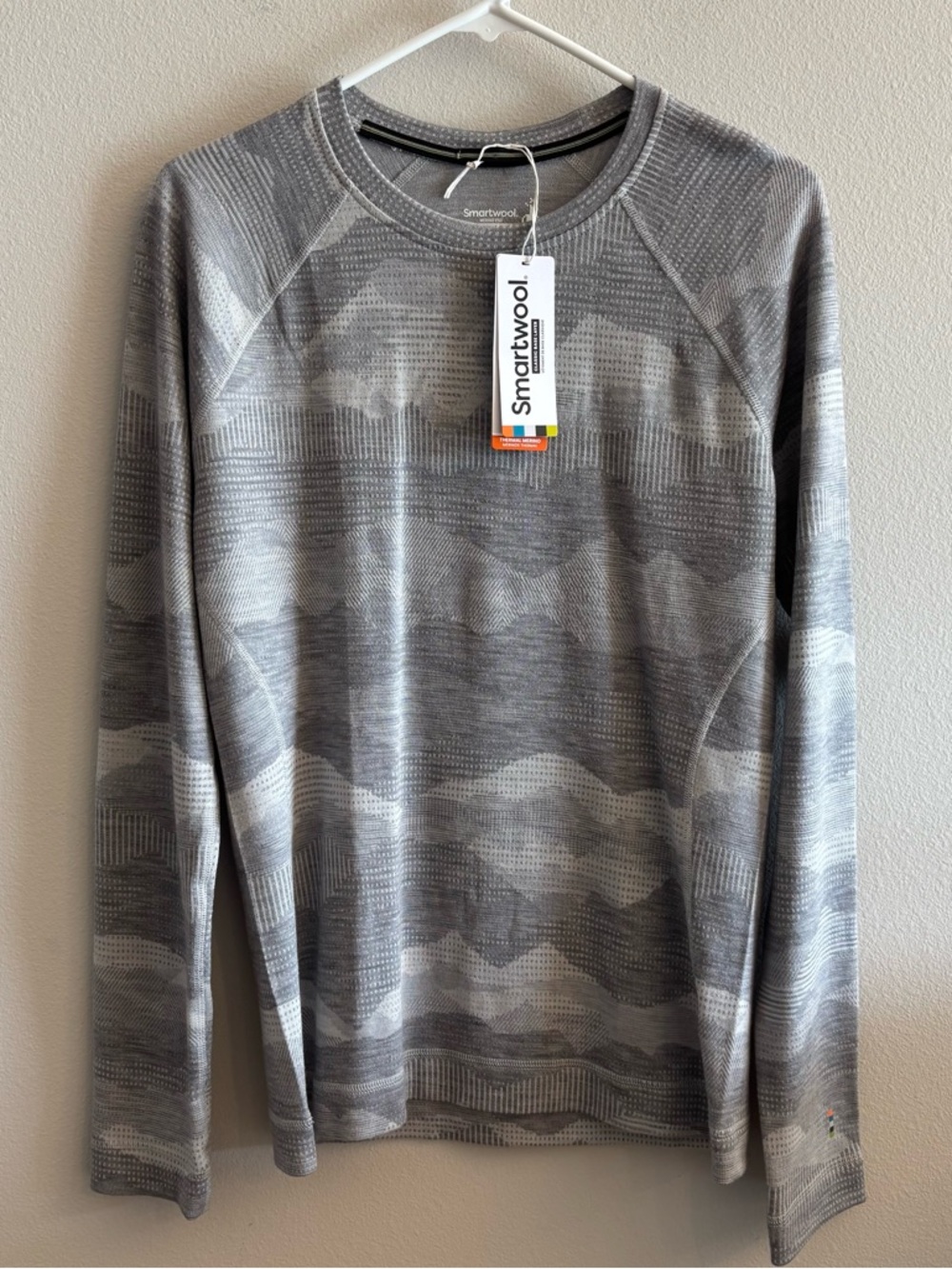 Smartwool Women's Long Sleeve Crew Neck Top in Gray Camouflage